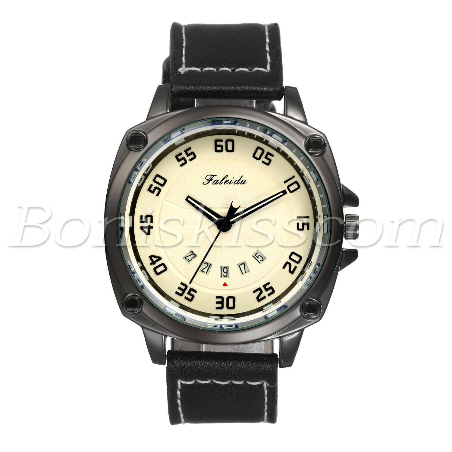 Men's Retro Leather Strap Date Analog Wrist Watch