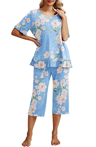PrinStory Soft Capri Pajama Set - Women's Sleepwear