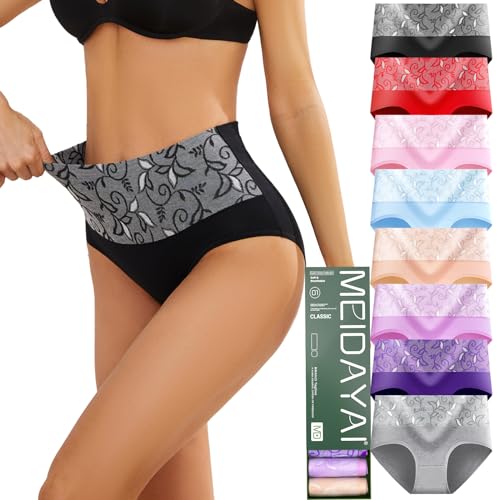 MEIDAYAI Cotton High Waisted Full Coverage Panties Set