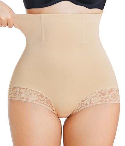 MERYOSZ Butt Lifting High Waisted Shapewear Shorts - Beige