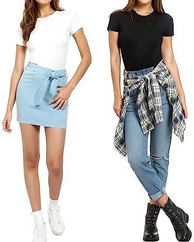 MANGOPOP Women's Short Sleeve Bodysuit in Round Neck