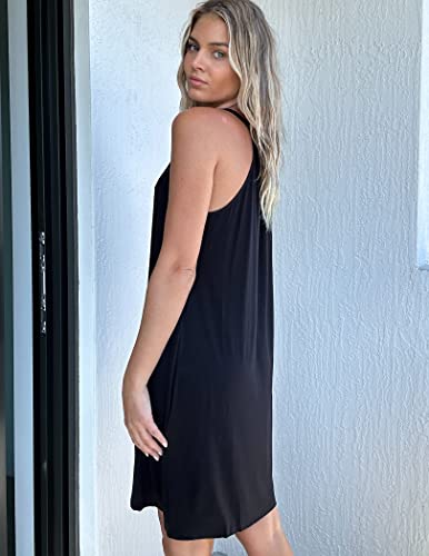 Ekouaer Black Sleeveless Nightgown Sleepwear - XX-Large