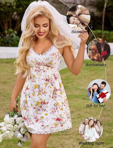 Avidlove Women's Sleeveless Floral Nightgown Slip Dress