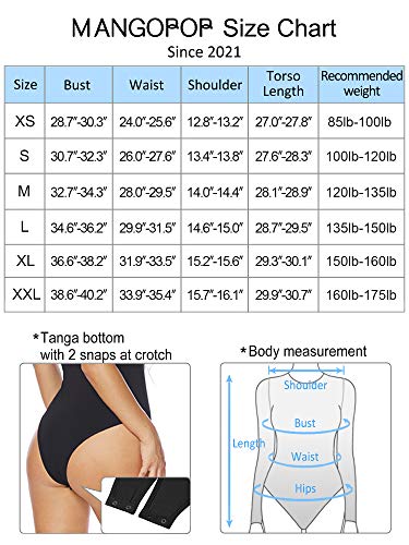 MANGOPOP Women's Long Sleeve Black Bodysuit, Medium