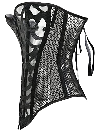 EverLove Satin Lace-Up Overbust Corset Shapewear Black