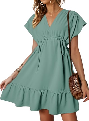 Dokotoo Women's Babydoll Dress 2024 Summer Fashion Grass Green