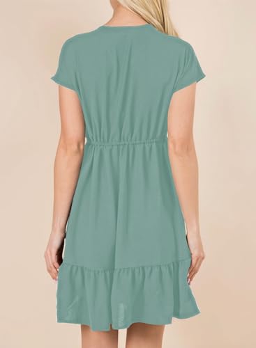Dokotoo Women's Babydoll Dress 2024 Summer Fashion Grass Green