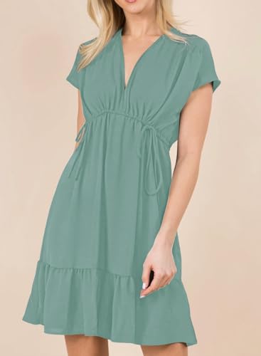 Dokotoo Women's Babydoll Dress 2024 Summer Fashion Grass Green