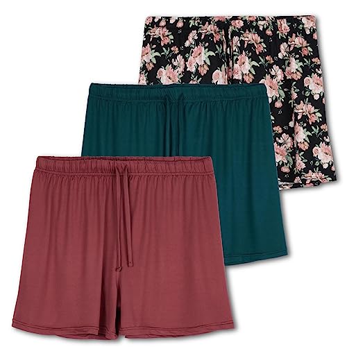 3 Pack: Women's Soft Pajama Boxer Shorts Set