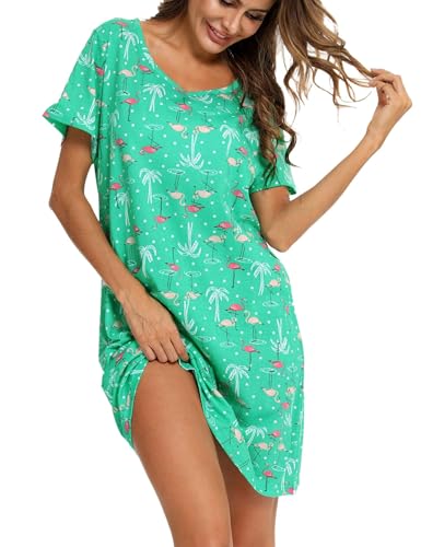 ENJOYNIGHT Cotton Plus Size Nightgown - Flamingo
