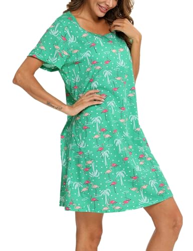 ENJOYNIGHT Cotton Plus Size Nightgown - Flamingo