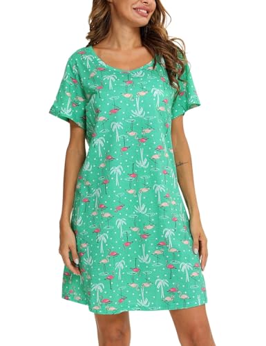 ENJOYNIGHT Cotton Plus Size Nightgown - Flamingo