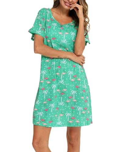 ENJOYNIGHT Cotton Plus Size Nightgown - Flamingo