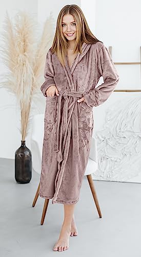 NY Threads Women's Fleece Plush Long Robe, Large