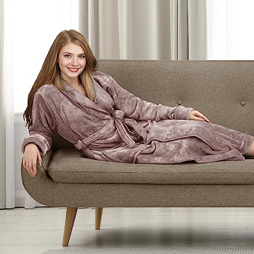 NY Threads Women's Fleece Plush Long Robe, Large
