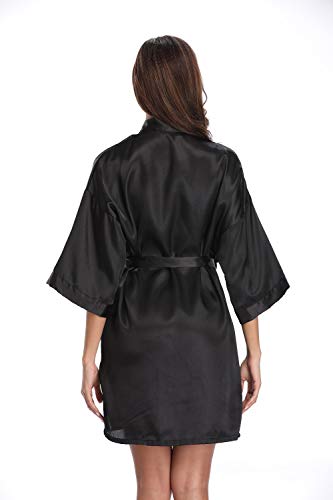 Black Short Satin Kimono for Bride or Bridesmaid