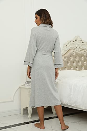 Soft Cotton Kimono Robe: Lightweight Loungewear in Grey