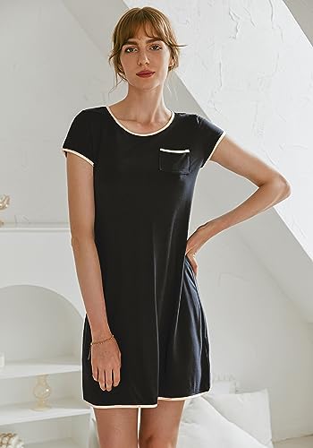 Ekouaer Black Nightgowns for Women Sleep Shirts