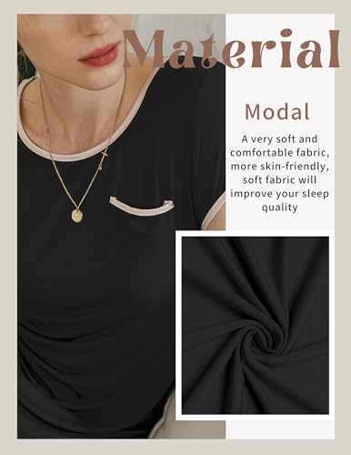 Ekouaer Black Nightgowns for Women Sleep Shirts