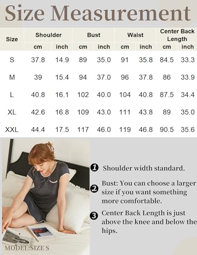 Ekouaer Black Nightgowns for Women Sleep Shirts