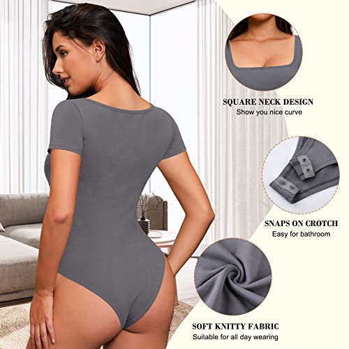 Irisnaya Square Neck Bodysuit Tank Tops