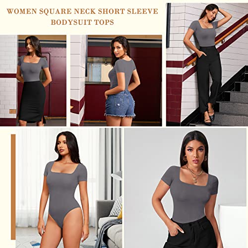 Irisnaya Square Neck Bodysuit Tank Tops
