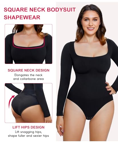 Gotoly Tummy Control Square Neck Bodysuit