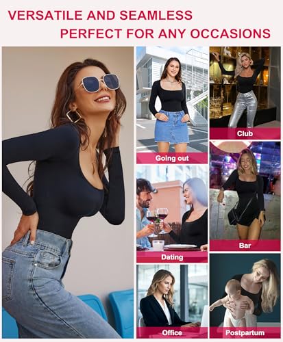 Gotoly Tummy Control Square Neck Bodysuit