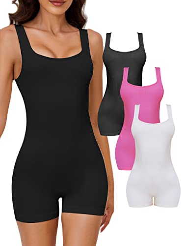 3 Pack Seamless Athletic Rompers for Women