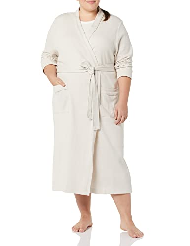 Women's Plus Size Lightweight Waffle Full-Length Robe, Beige