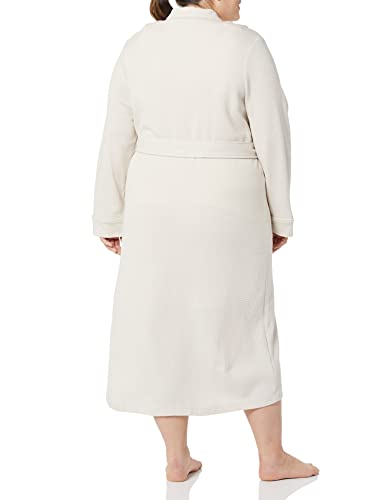 Women's Plus Size Lightweight Waffle Full-Length Robe, Beige