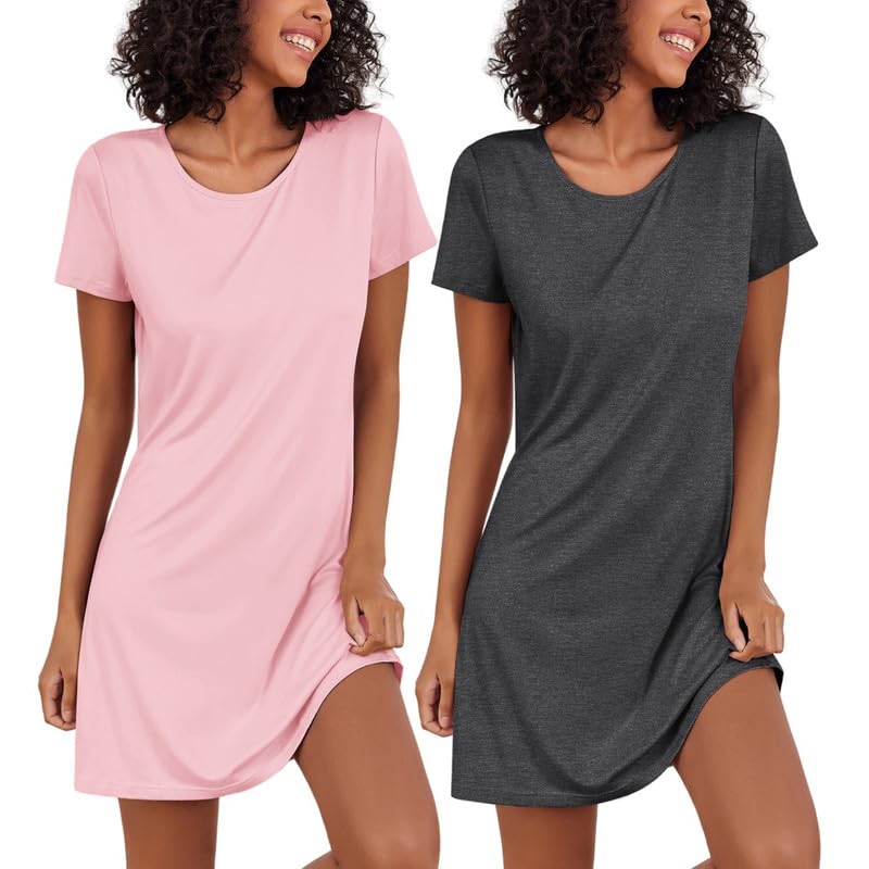 Ekouaer 2 Pack Soft Sleepwear Nightgowns Comfy