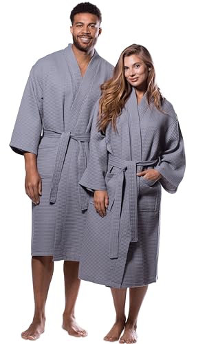 Turquaz Lightweight Unisex Waffle Kimono Bathrobe for Women & Men