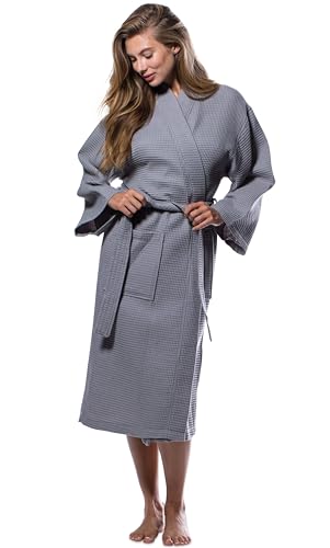 Turquaz Lightweight Unisex Waffle Kimono Bathrobe for Women & Men