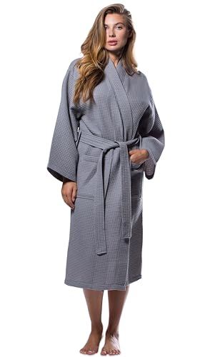 Turquaz Lightweight Unisex Waffle Kimono Bathrobe for Women & Men
