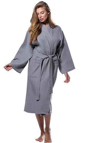 Turquaz Lightweight Unisex Waffle Kimono Bathrobe for Women & Men
