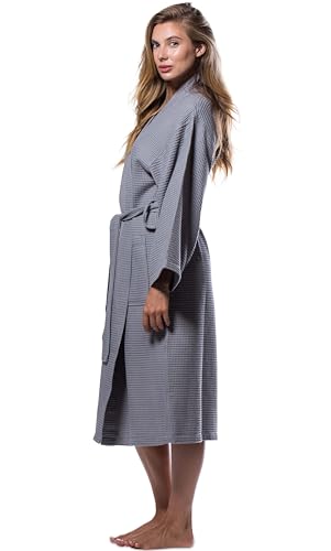 Turquaz Lightweight Unisex Waffle Kimono Bathrobe for Women & Men