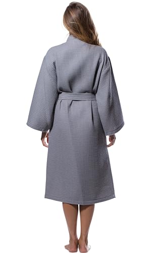 Turquaz Lightweight Unisex Waffle Kimono Bathrobe for Women & Men