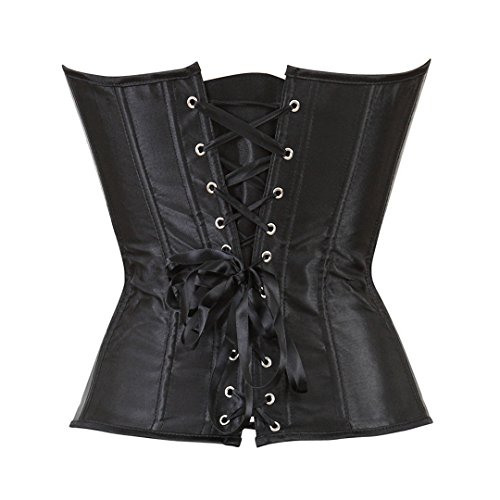 Black Satin Lace-Up Corset Top - Size 2XL