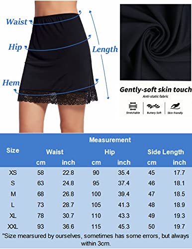 Avidlove Lace Trim Half Slip for Women - Black