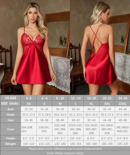 Avidlove Womens Red Christmas V-Neck Sleepwear Teddy