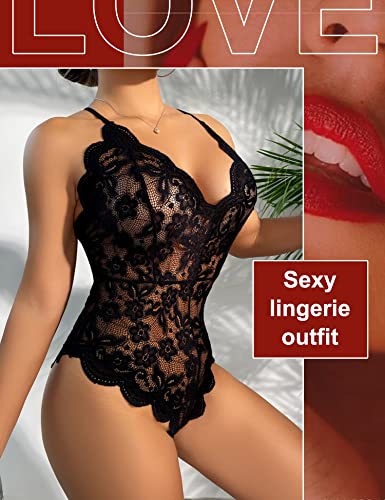 Avidlove Black Teddy Bodysuit Lingerie (Black, Size L)