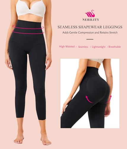 Nebility Thigh Slimmer Shapewear: Tummy Control Panties, Black, Large