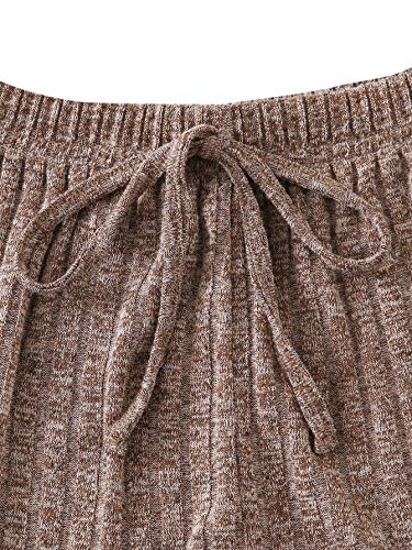 SOLY HUX Women's Ribbed Knit Pajama Set Mocha Brown