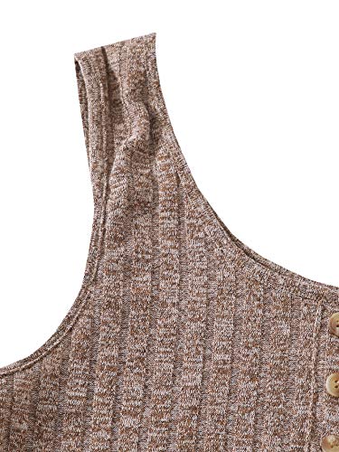 SOLY HUX Women's Ribbed Knit Pajama Set Mocha Brown