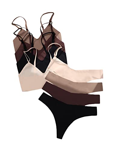 4 Pack Seamless No Show Bra and Panty Set