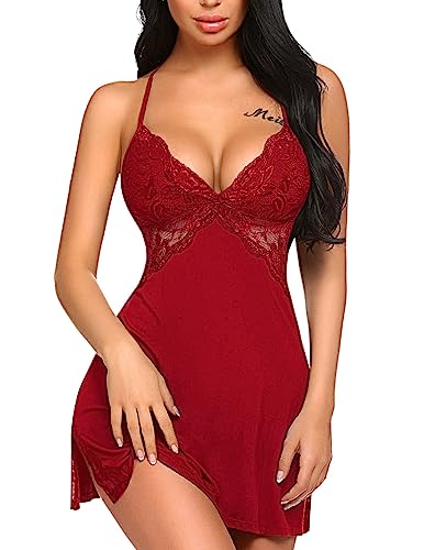 Avidlove Lace Chemise Babydoll Nightgown Teddy Lingerie