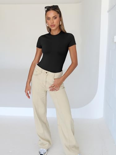 Trendy Queen Short Sleeve Bodysuit Crop Top Fashion