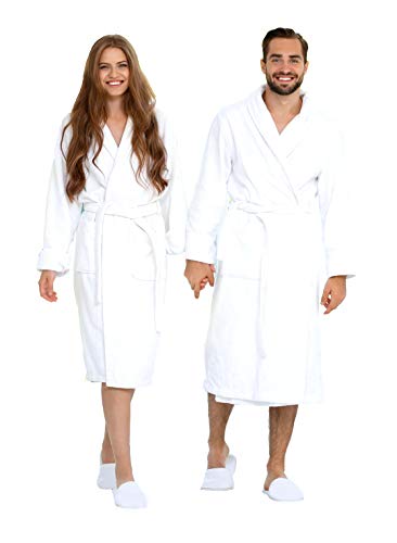 BIOLINEN 100% Cotton Shawl Bath Robe with Slippers