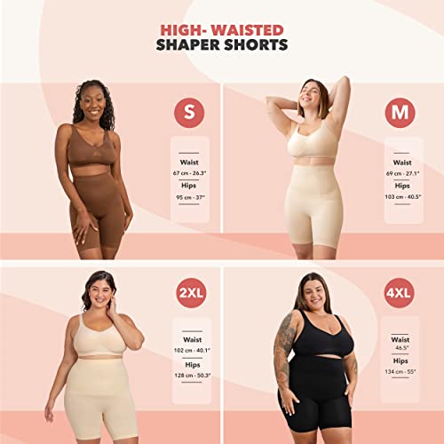 Black High Waisted Body Shaper Shorts - Tummy Control